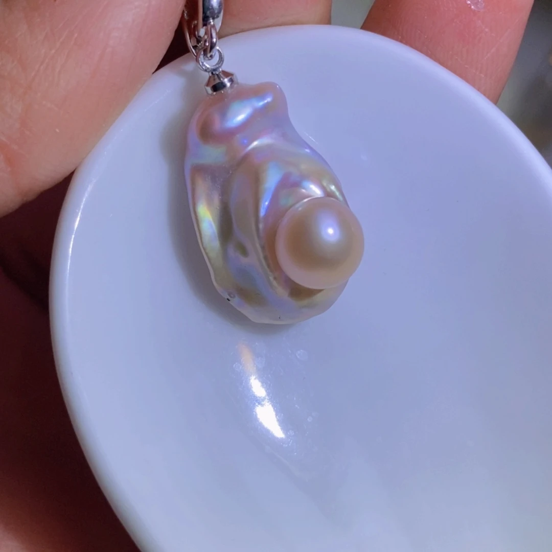 银S925镶嵌天然淡水珍珠淡水珍珠