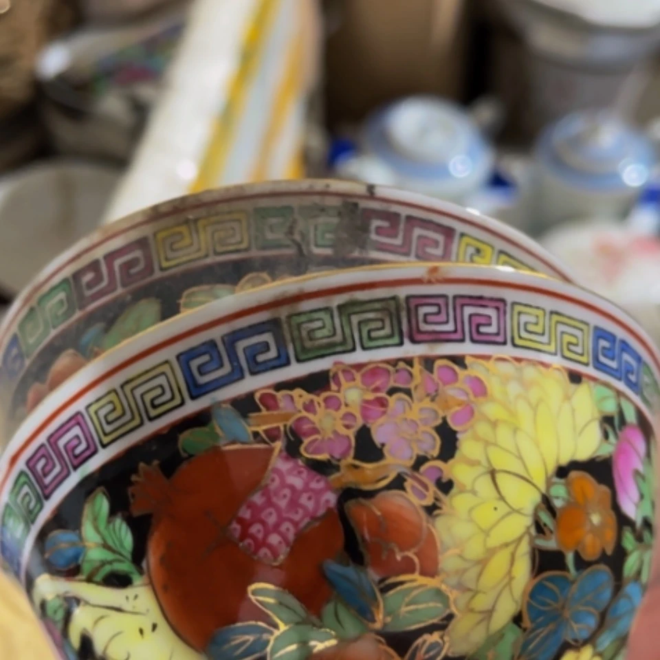 【闪购商品】紫砂盖碗用****2黑地万花碗2个