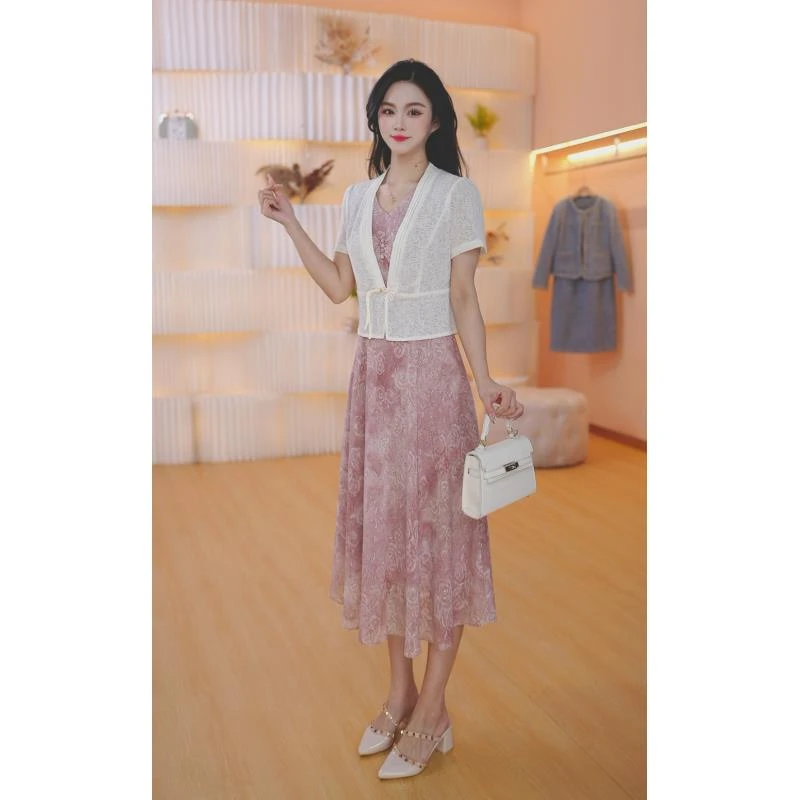 【小衫+连衣裙】2025夏季新款优雅气质修身显瘦休闲百搭套裙两件套