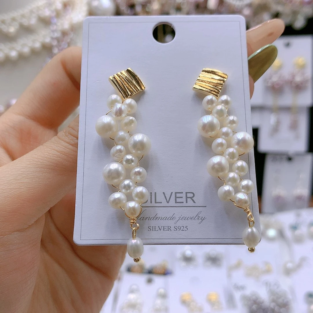 银S925镶嵌耳饰淡水珍珠