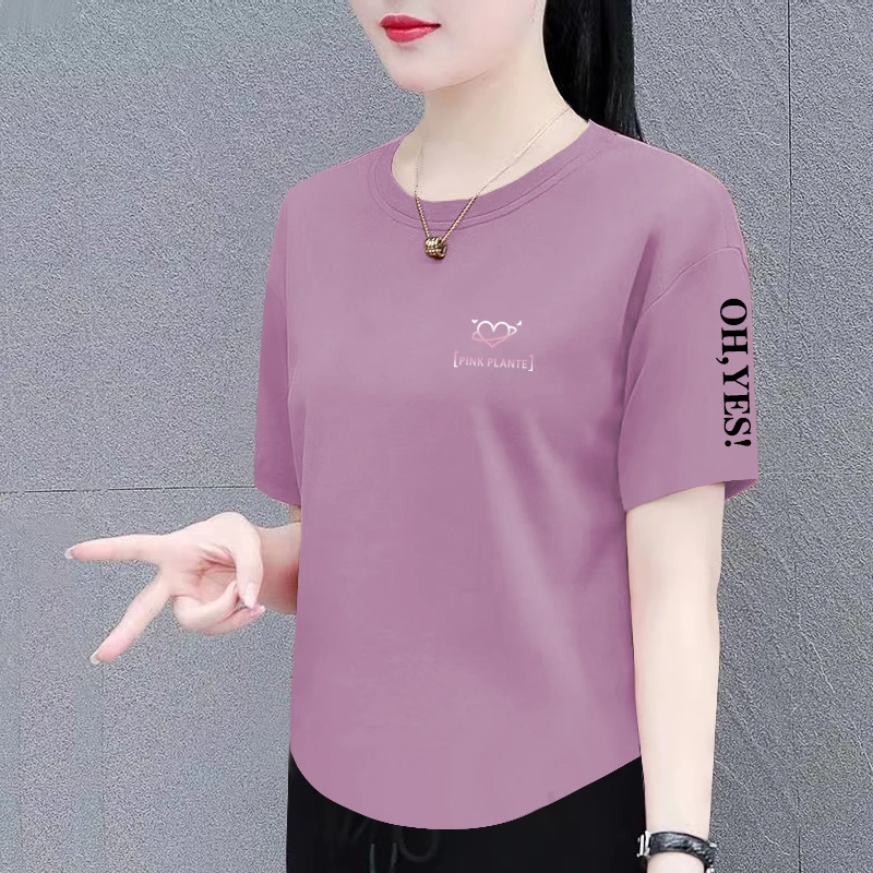 纯棉短袖t恤女夏季新款时尚百搭宽松显瘦大码女装遮肚上衣体恤衫