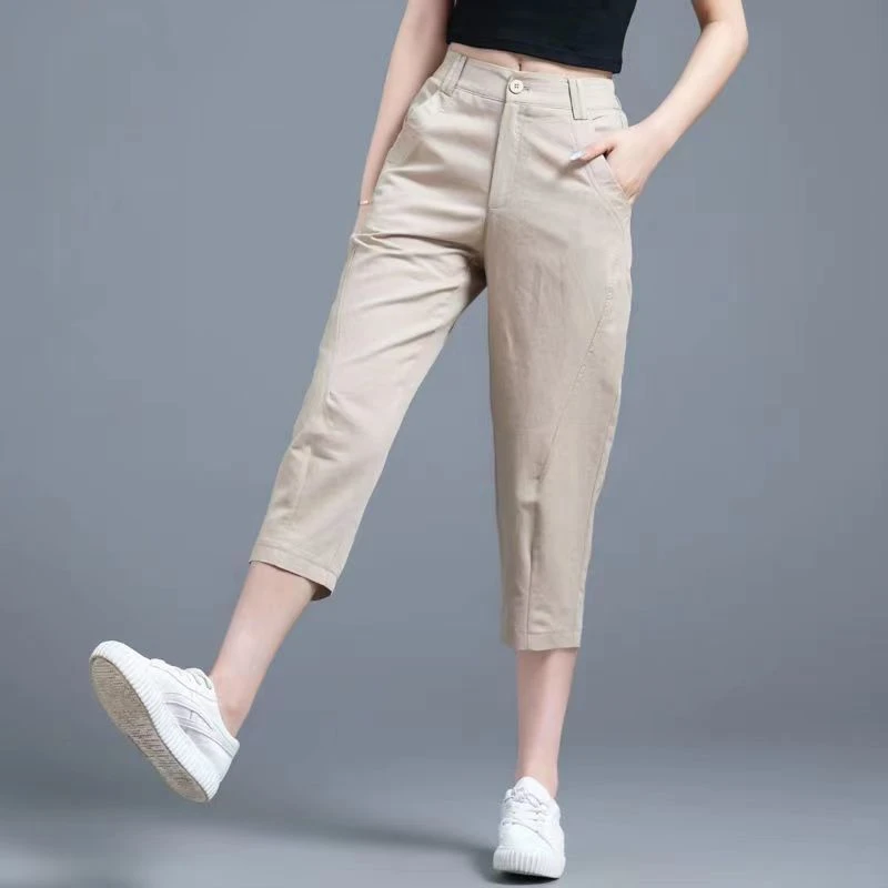 七分裤子女2025夏季薄款高腰西装休闲裤透气工装简约百搭哈伦裤潮