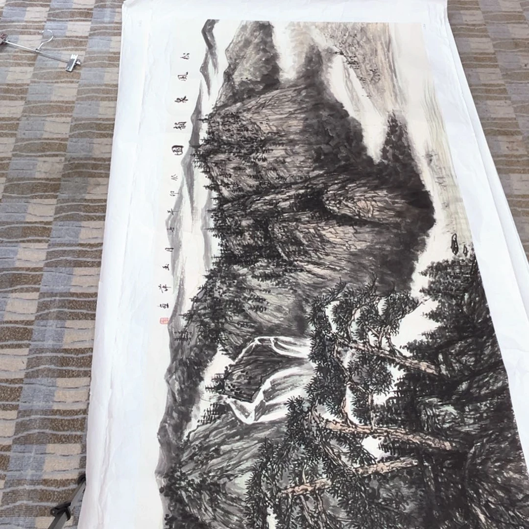 滴***8国画老师六尺山水作品赵3