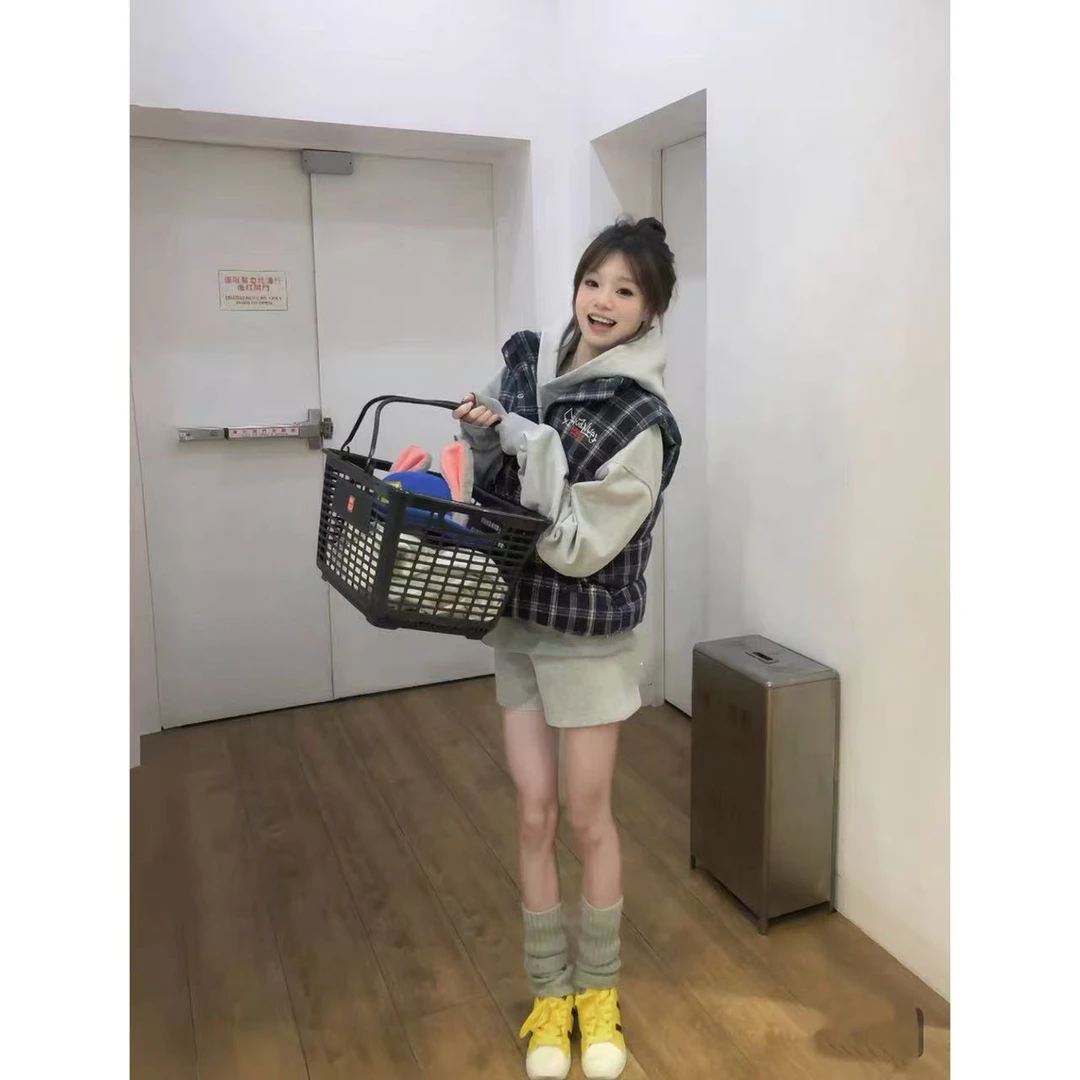 徐秋阳 美式格纹马甲  秋冬新款百搭时尚休闲显白马甲外套13702