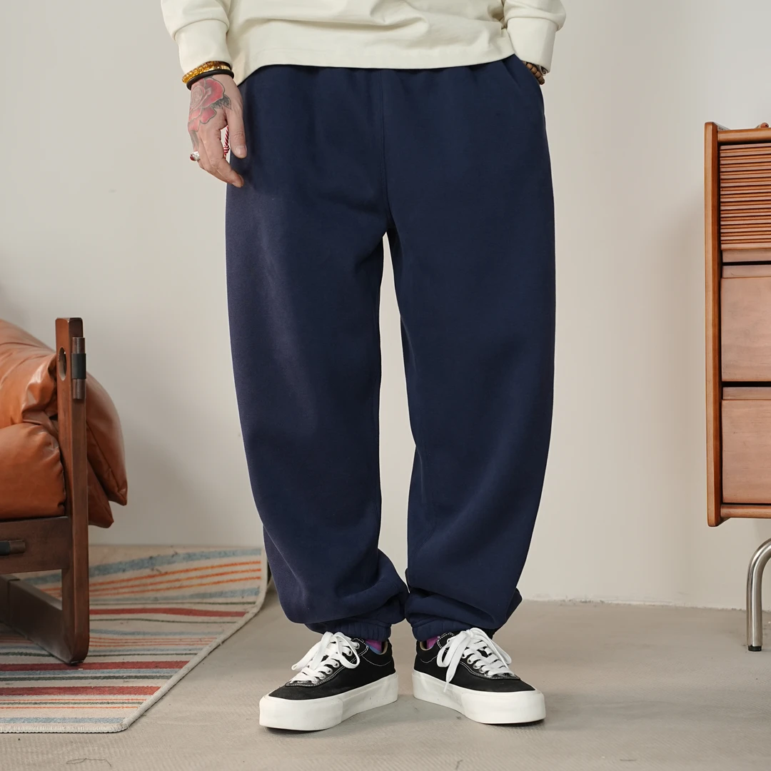 25FW重磅束脚加绒卫裤百搭宽松休闲裤日系cityboy加厚纯色卫裤