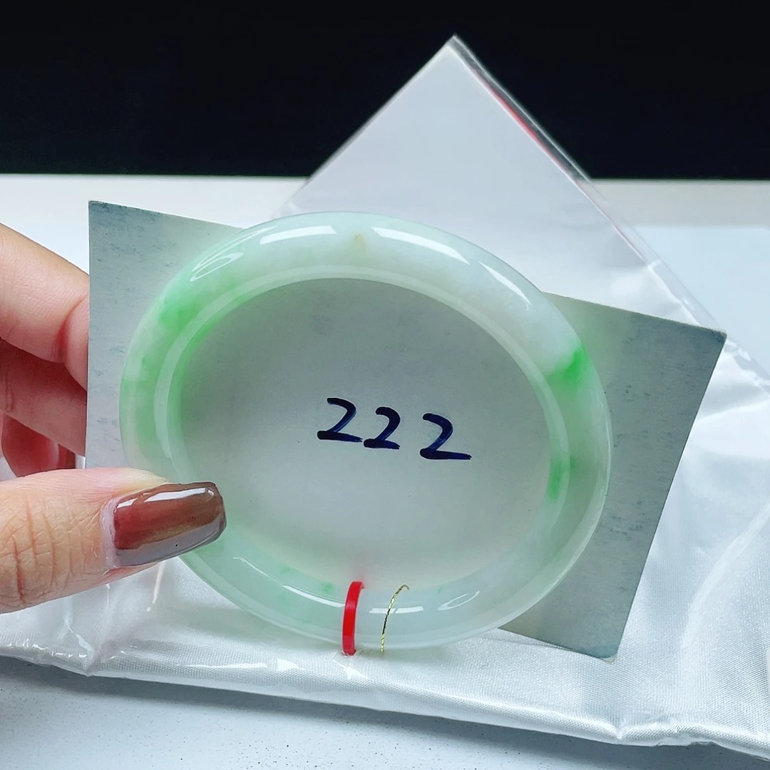 翡翠未镶嵌手镯 圆条55+