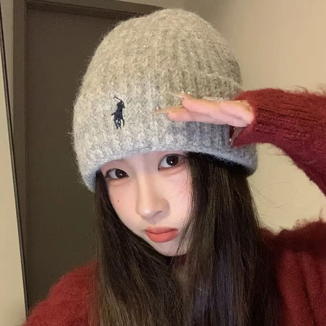 秋季刺绣针织帽秋冬日式冬季帽子加厚冷帽百搭学生保暖帽子网红