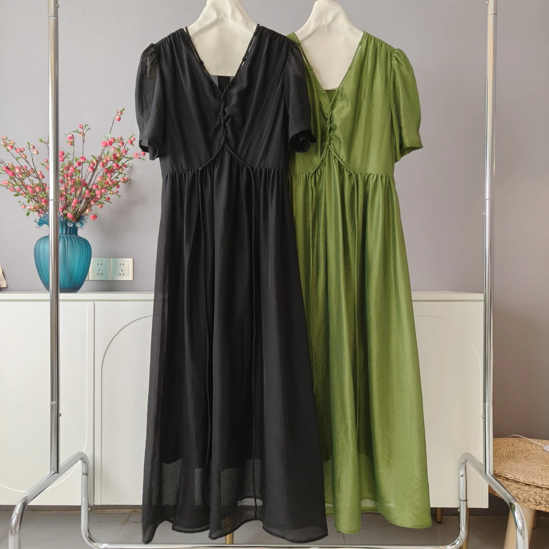 【伟伟专属】2 色 V 领系带收腰连衣裙