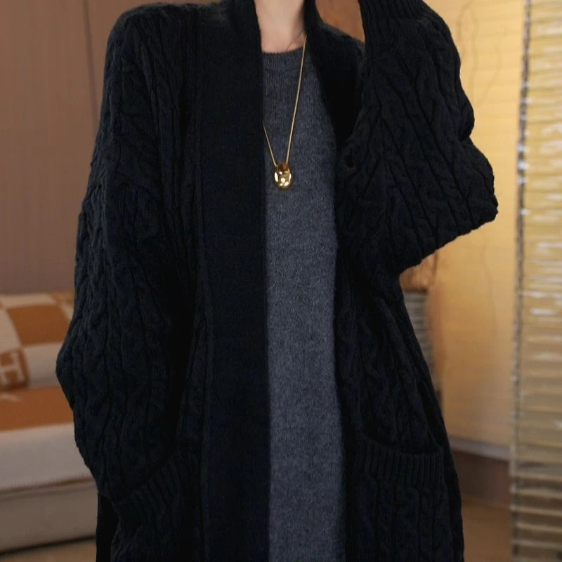 【女主角】新款时尚休闲外套加厚秋冬百搭显瘦气质长款外套-3889#
