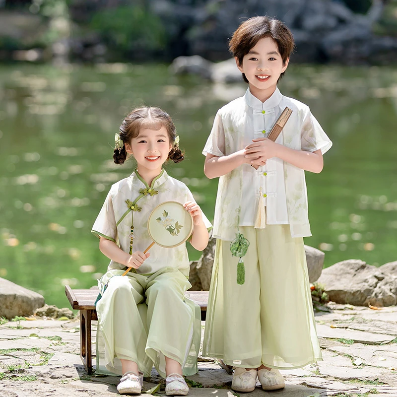 男女宝宝唐装新中式古装国风汉服表演服新款洋气时尚六一舞台演出