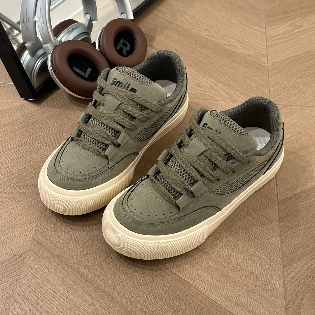 HKHY男鞋2025小众板鞋学院风休闲板鞋复古豹纹厚底秋季