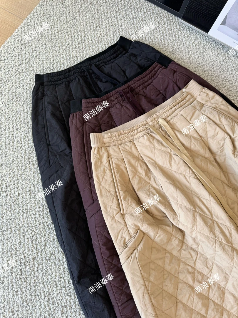 【江南家*加绒山本裤】 日系绗缝菱格9分弯刀裤 哑光 加厚松紧腰