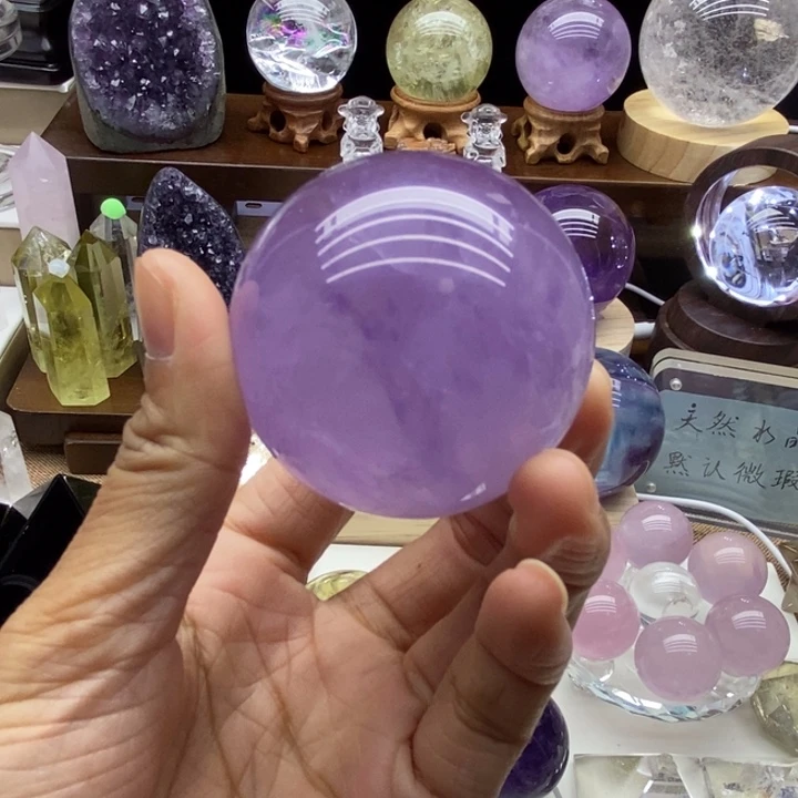 水晶摆件未镶嵌K****?天然紫水晶球2