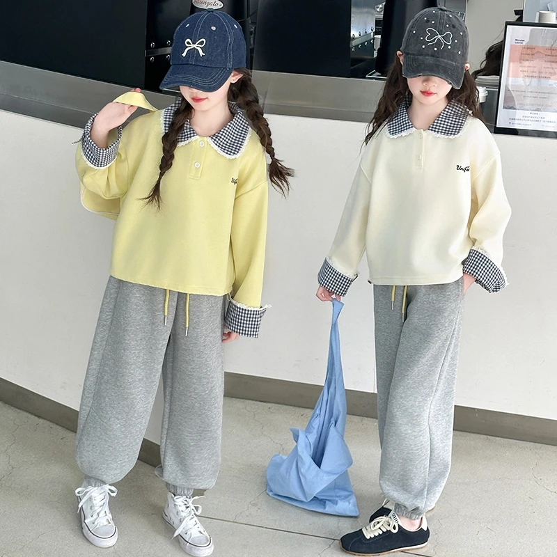 女童春季套装2025新款女大童休闲卫衣运动裤儿童春秋装甜美两件套