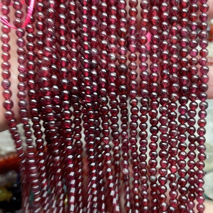 玛瑙/玉髓珠宝半成品未镶嵌一条3-4mm石榴石