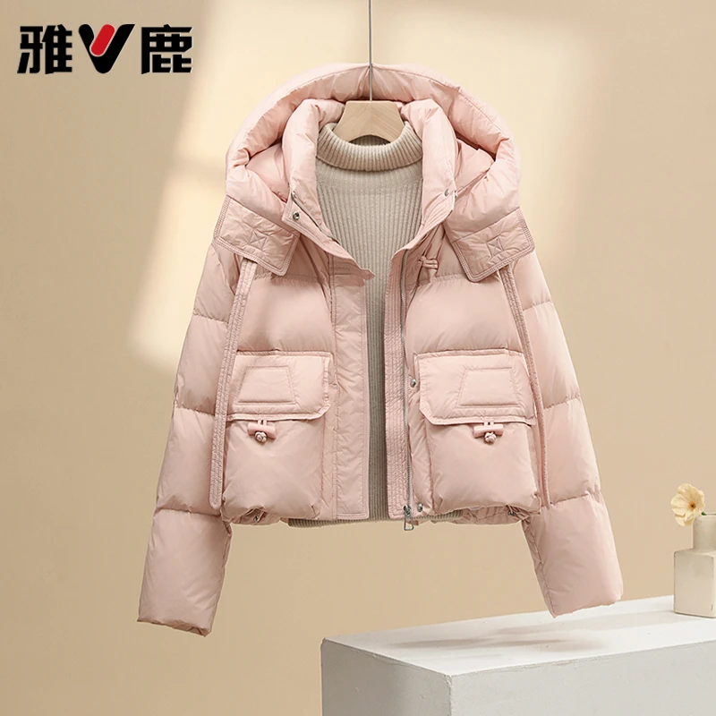 雅鹿2025年秋新款羽绒服女短款小香风保暖户外休闲显瘦羽绒外套潮