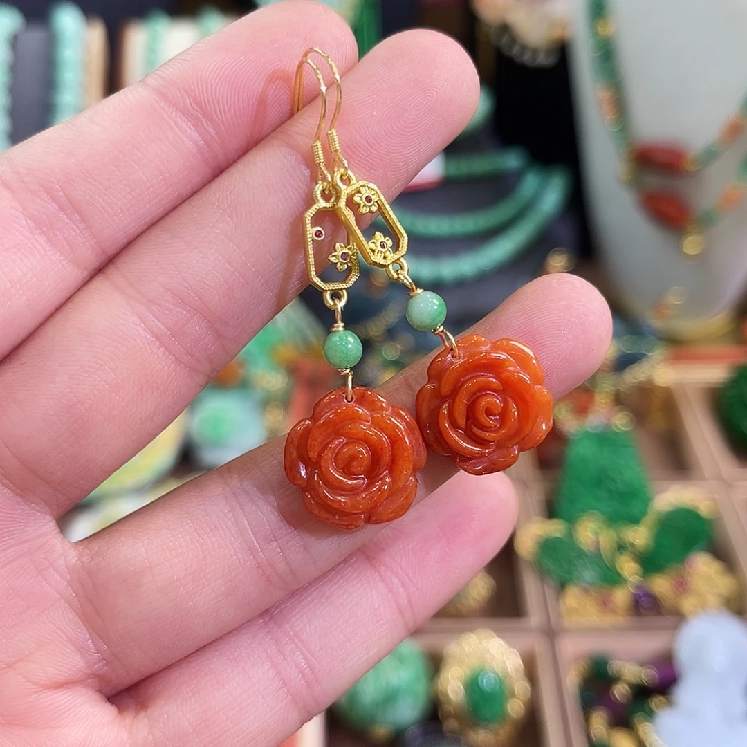 翡翠未镶嵌耳饰炸