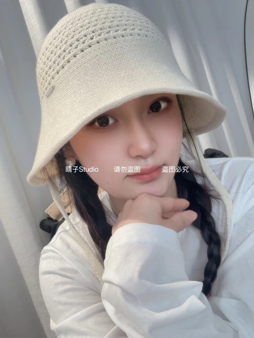 晴子 倪妮同款韩系大头围棉纱夏款渔夫帽显脸小可爱甜美防紫外线