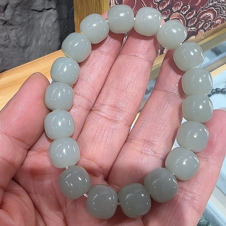 和田玉手链未镶嵌新疆和田玉且末高青白老11/12