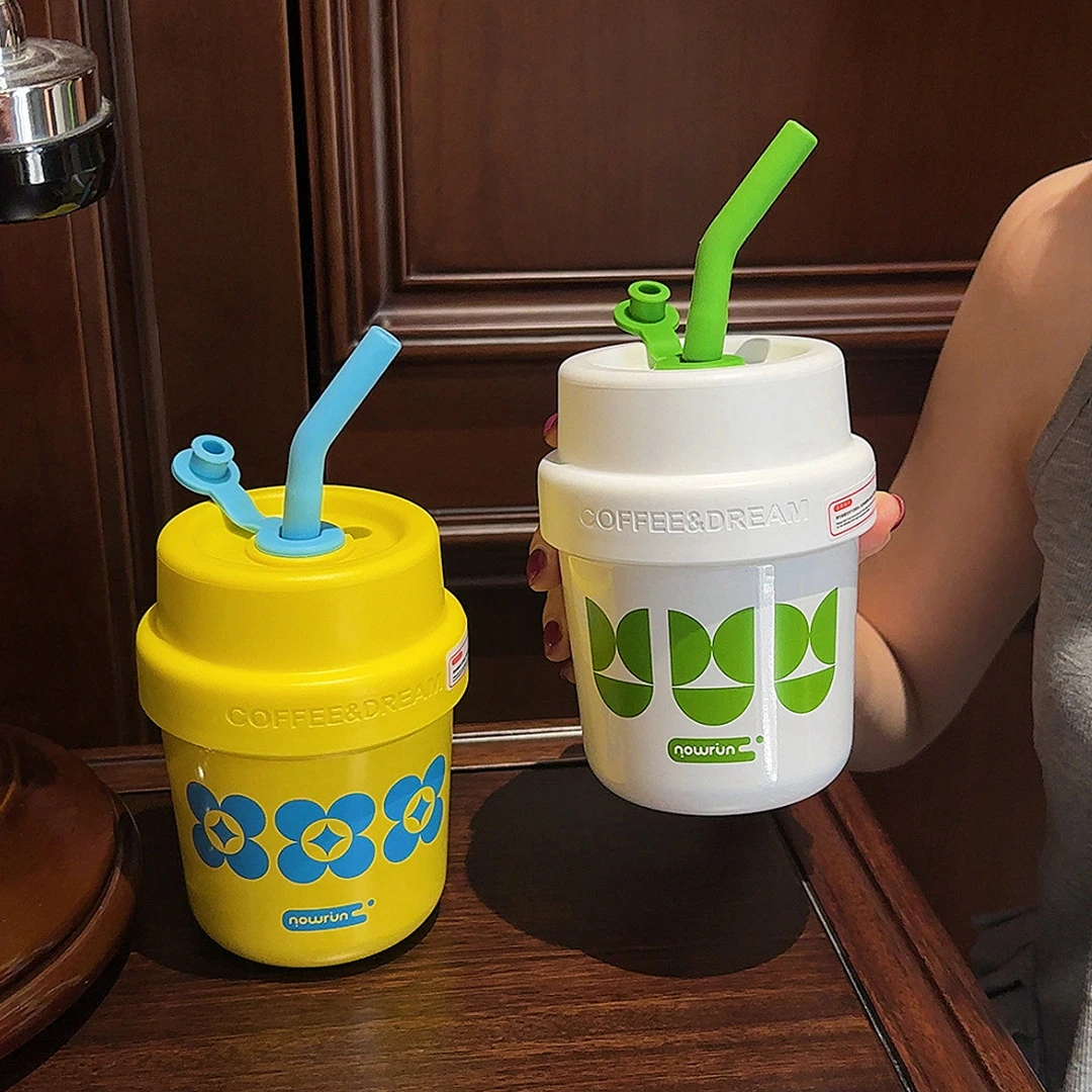 女生清新咖啡杯高颜值小巧便携保温杯不锈钢保冷办公吸管水杯送礼