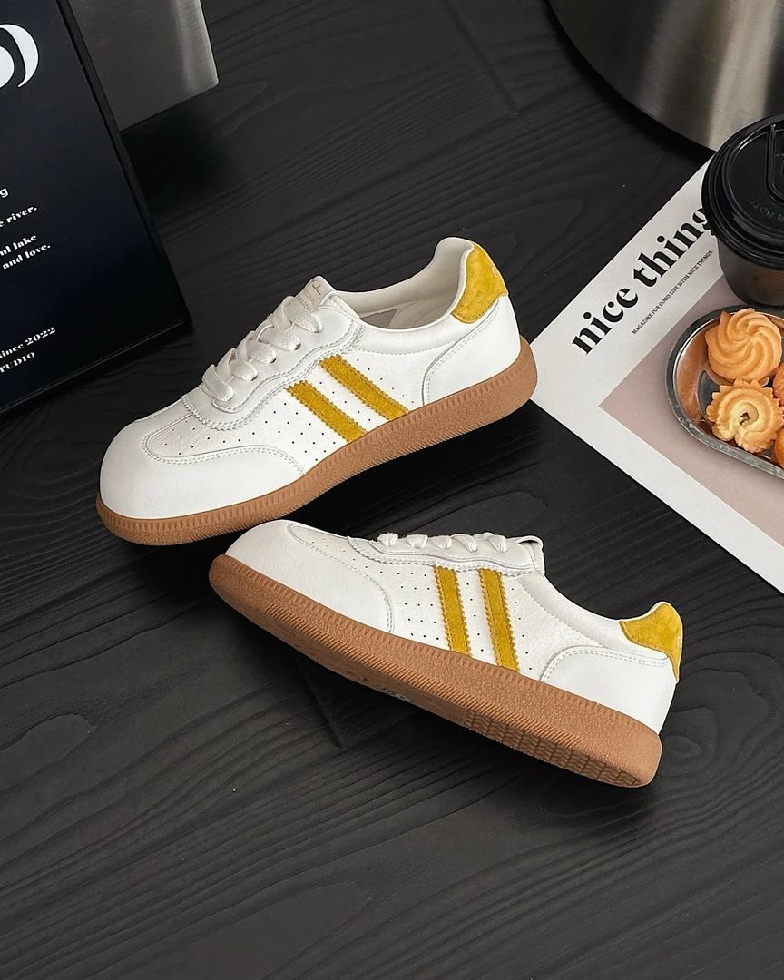 真皮小白鞋女2025春夏新款舒适百搭厚底圆头牛皮透气休闲运动板鞋