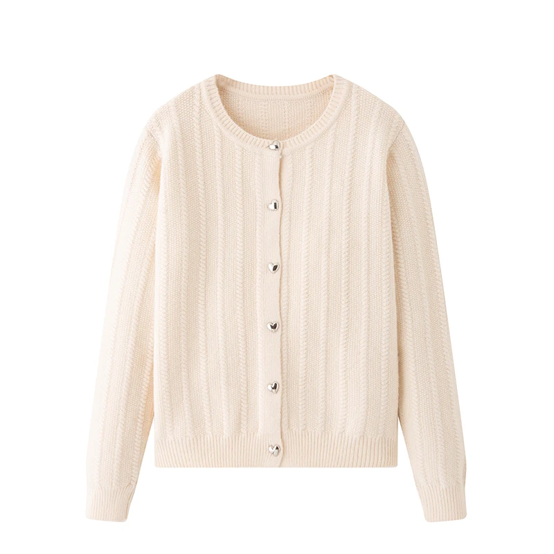 软糯温柔风纯色针织开衫女新款圆领单排扣高级感百搭长袖毛衣上衣