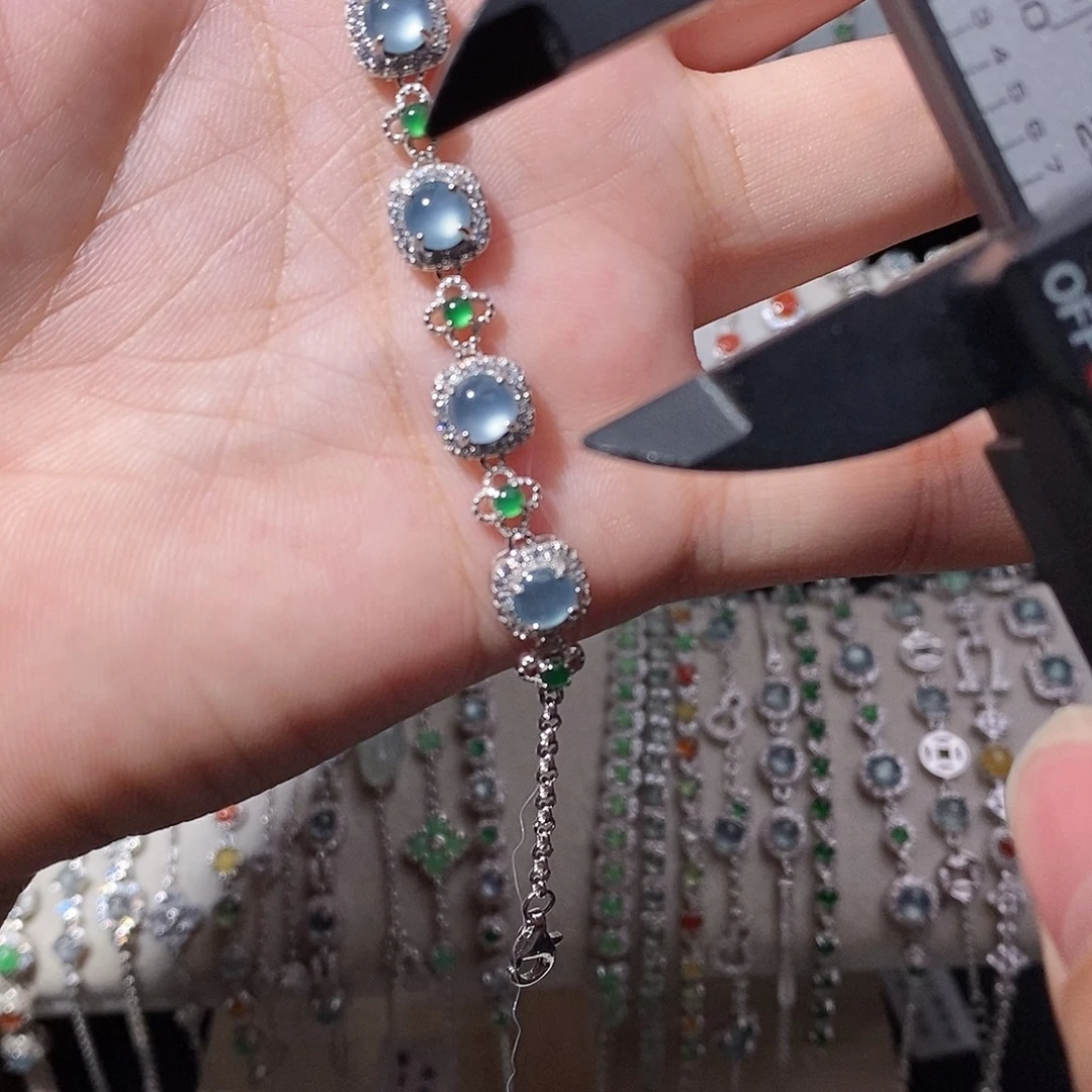 翡翠银S925镶嵌手链