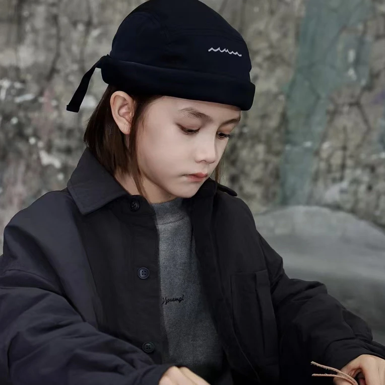 翻领厚款中长款休闲风C类棉服童装时尚韩版针织