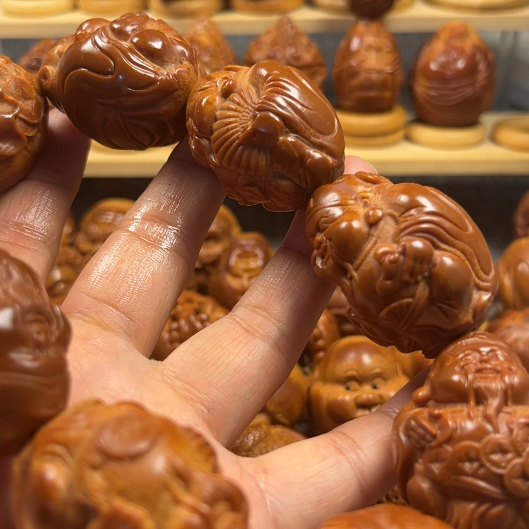 橄榄核手串/手链雕**光财神手持