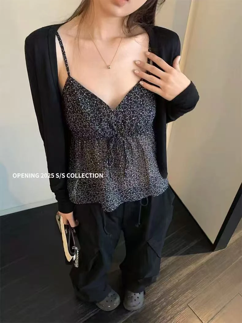 【米妮】“单扣黑开衫”薄款开衫单扣子外搭上衣