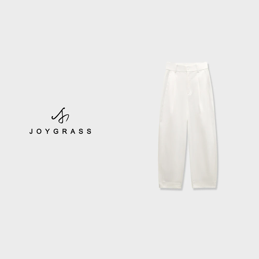 JOYGRASS【深褶叙事·棱织】通勤直筒弯刀香蕉裤K-03992