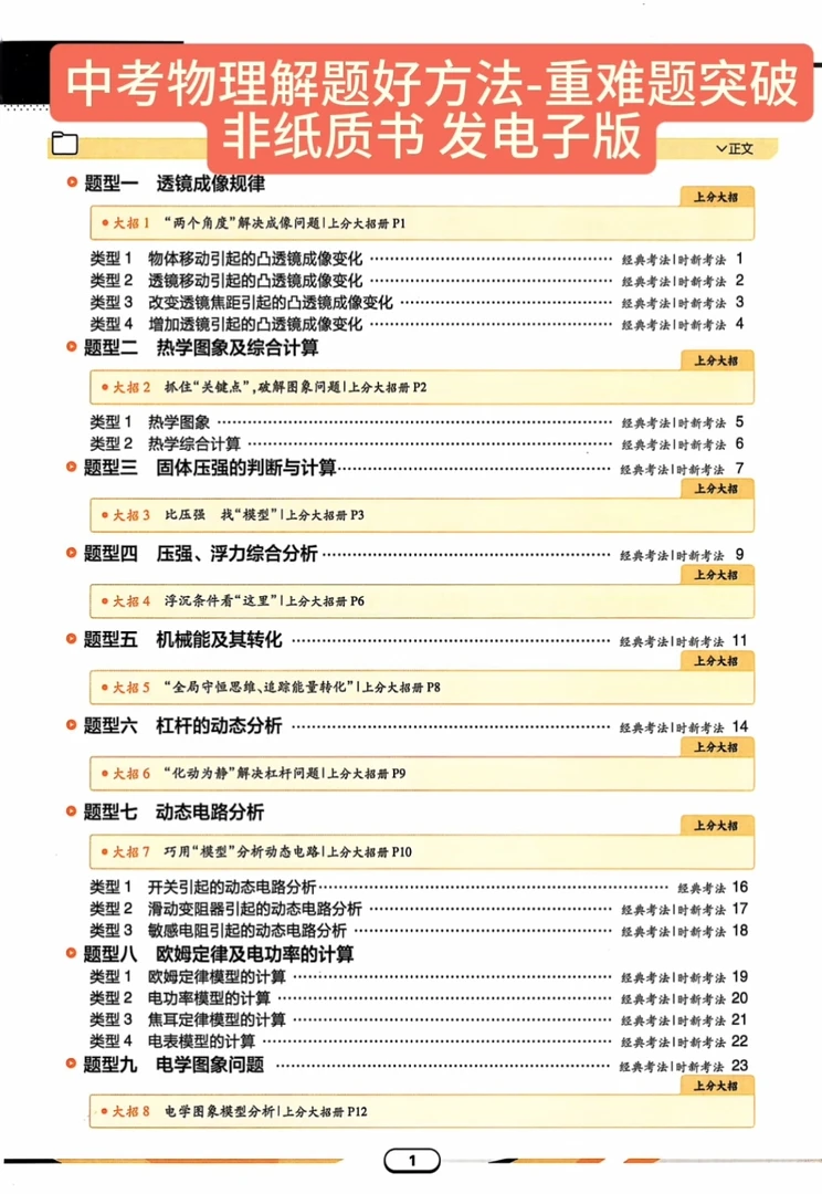 中考物理解题好方法-重难题突破非纸质书发电子版