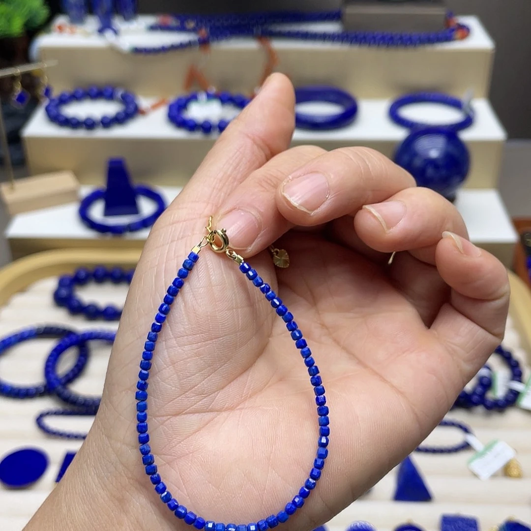 青金石未镶嵌手链方糖2mm