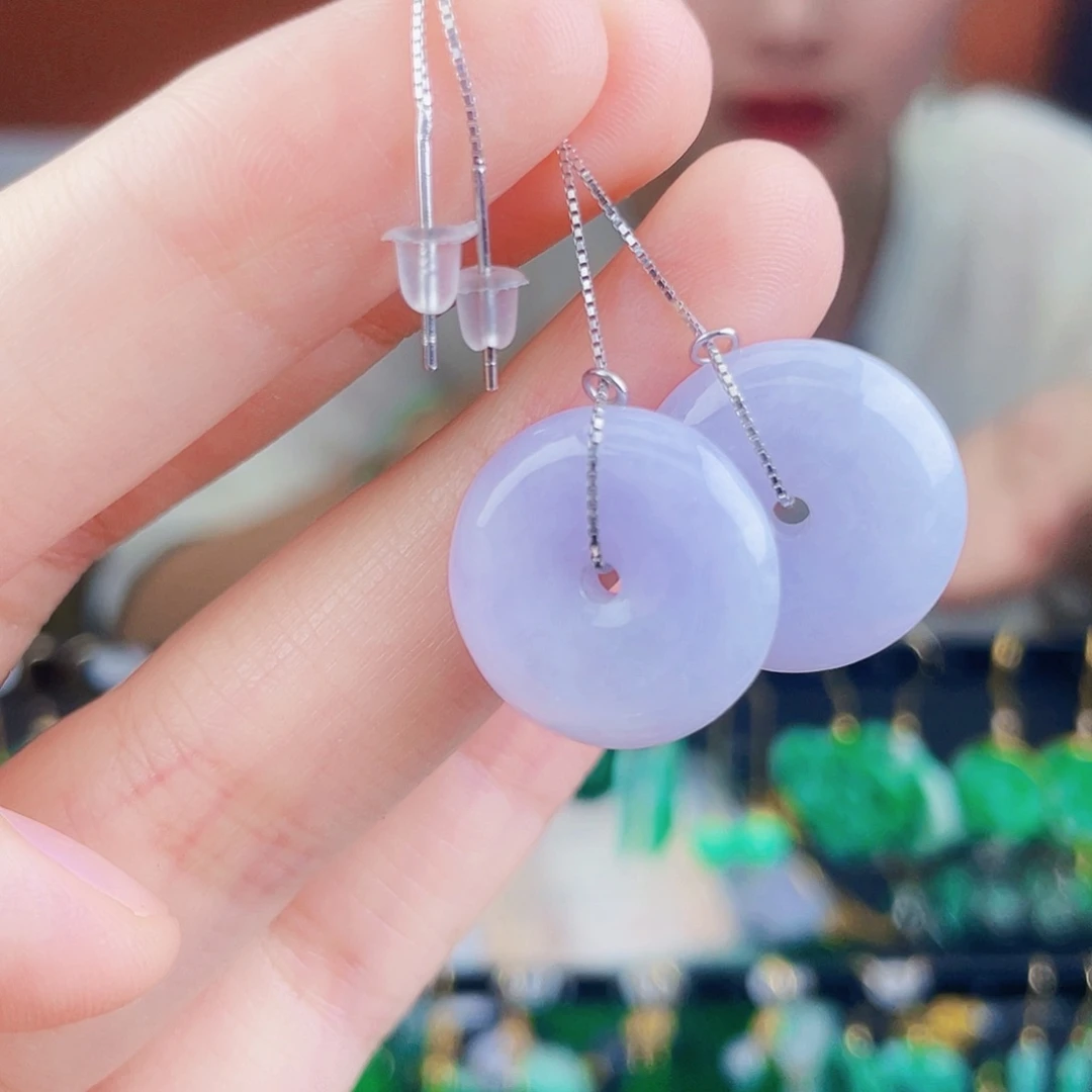 翡翠银S925镶嵌耳饰饰品