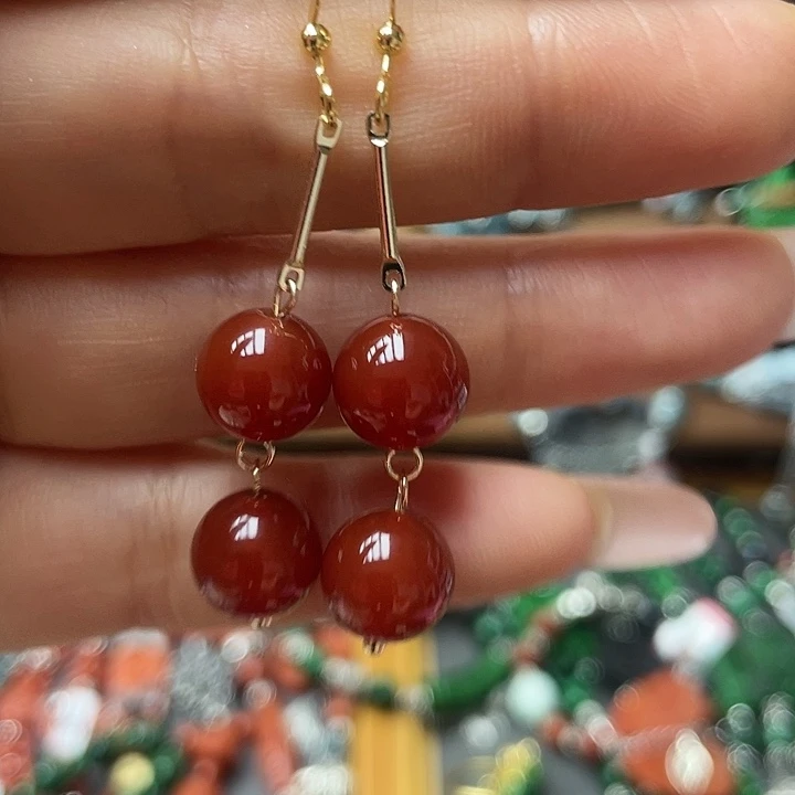 玛瑙/玉髓合金耳钉饰品