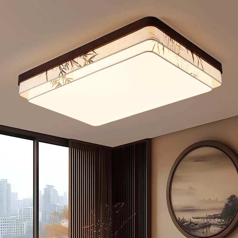 墨竹宋代美学吸顶灯实木布艺客厅卧室国古风禅意餐厅房间新中式灯