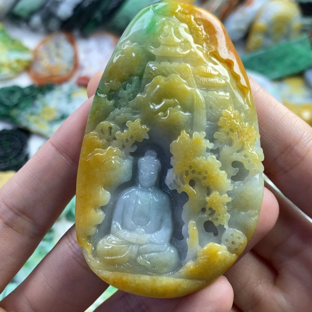 翡翠未镶嵌颈饰盆**叔吊坠