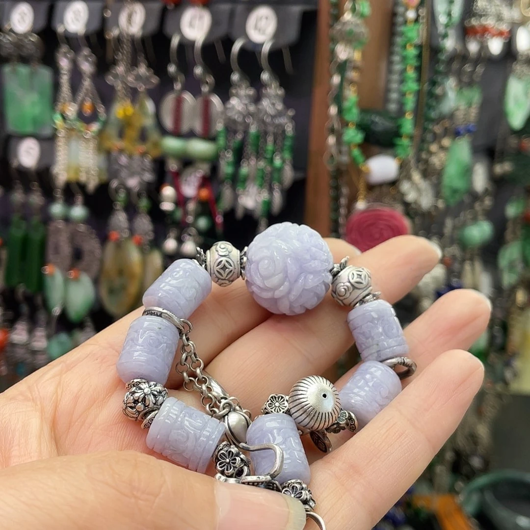 A***寻翡翠银S925镶嵌耳饰858gbhh