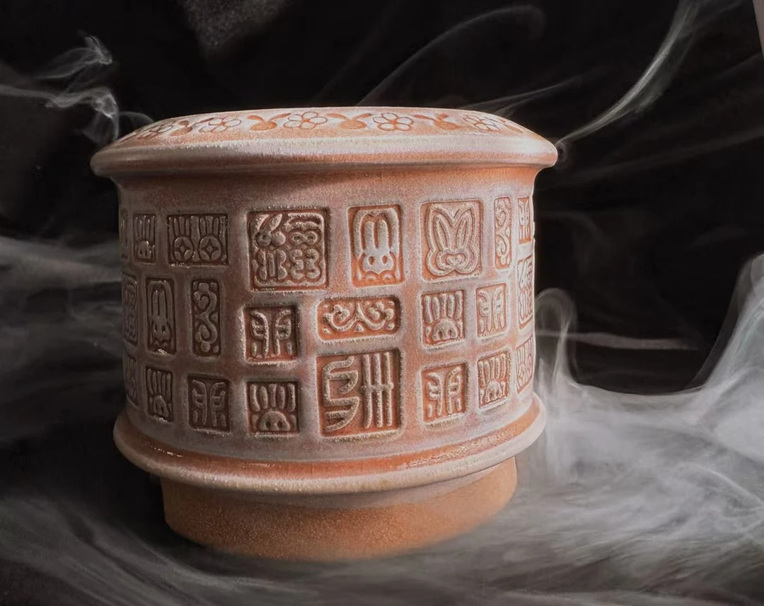 景德镇乌卅创意国风多肉透气控养手工陶瓷花盆符文收腰预售