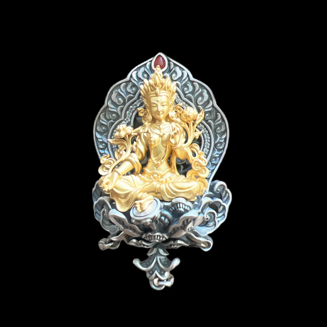 吊坠925银 V7288银吊坠绿度母孤品