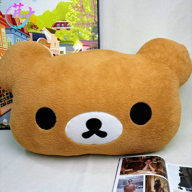 恒君可爱毛绒玩具轻松双面熊靠枕1个【长60cm】（测量误差2~3cm）