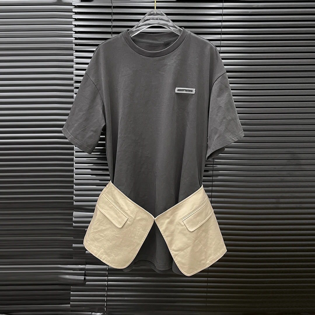 付新博女装拼接设计连衣裙女小众设计感视觉戏法休闲T恤裙子14920