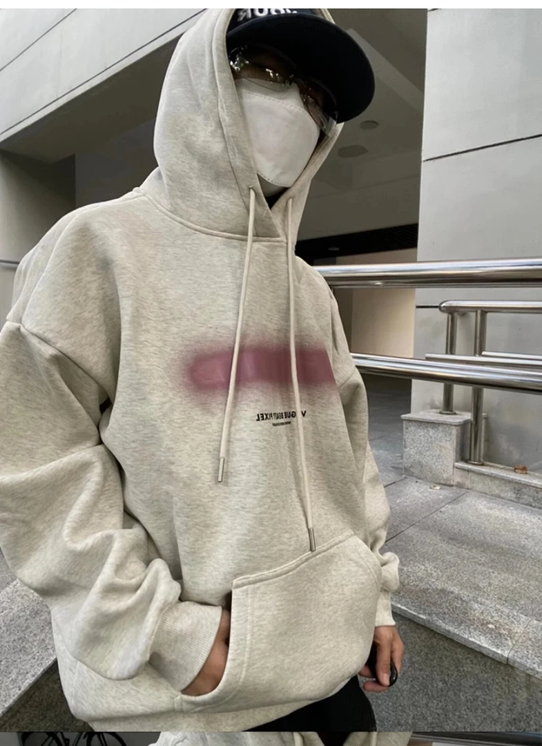 300斤大码连帽宽松长袖加绒加厚慵懒男士秋冬ins卫衣男款春秋带帽