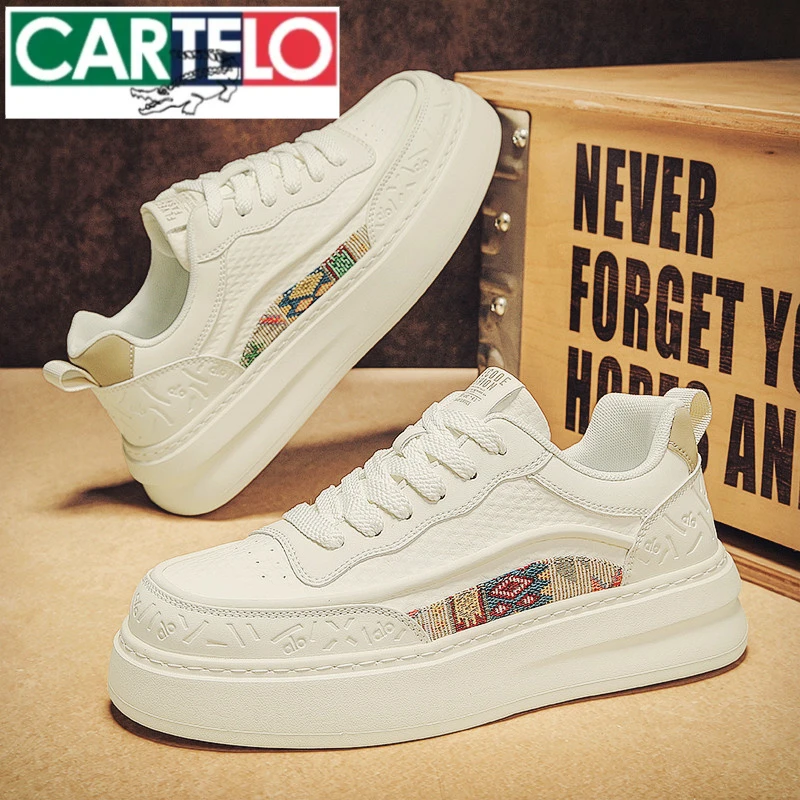 卡帝乐鳄鱼板鞋子男士百搭潮鞋2025秋季新款厚底时尚运动小白男鞋