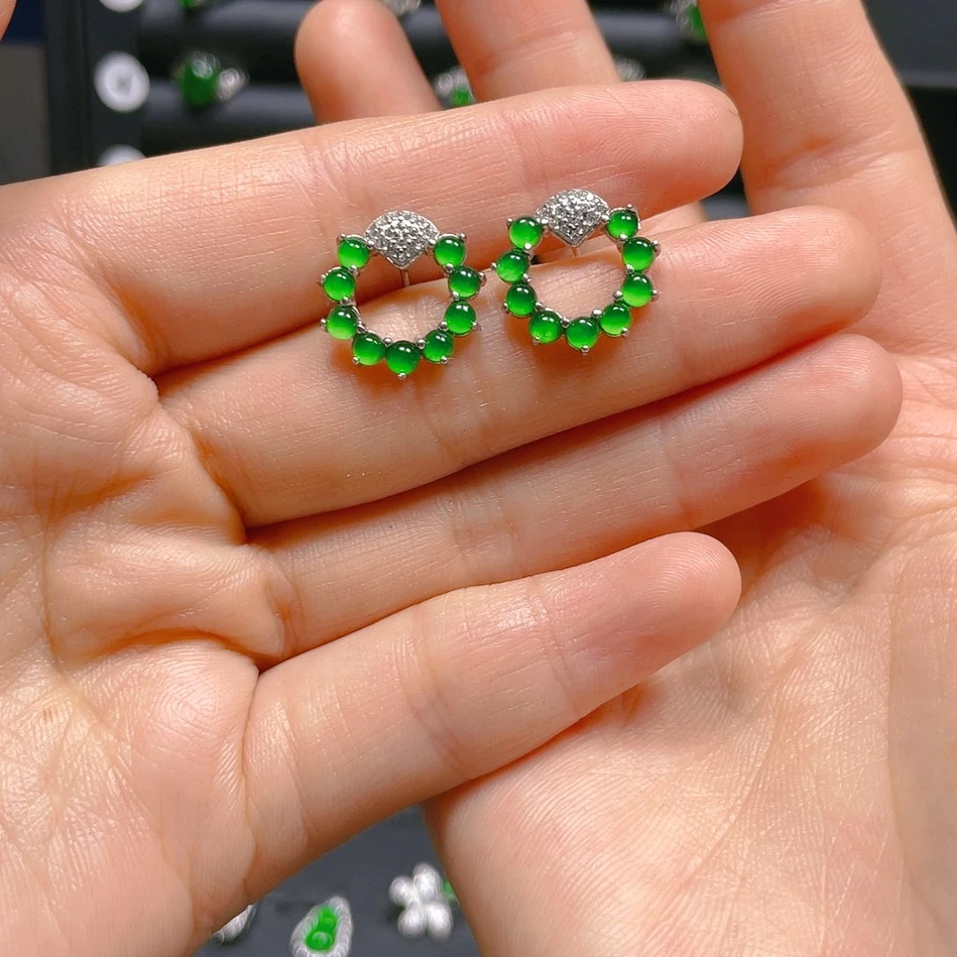 翡翠戒指银S925镶嵌陈****e耳钉