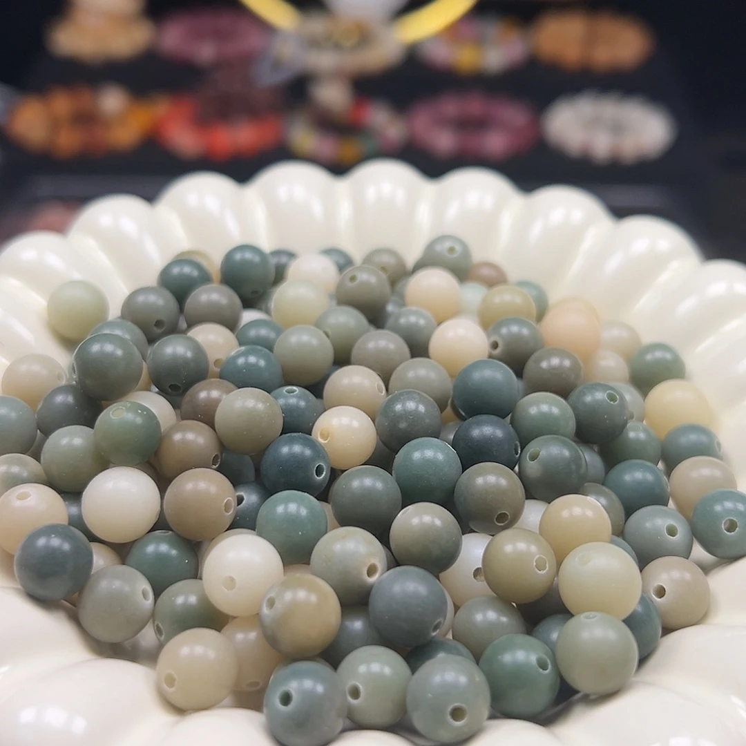 菩提根/象牙果手串微瑕卡10左右绿色圆200颗