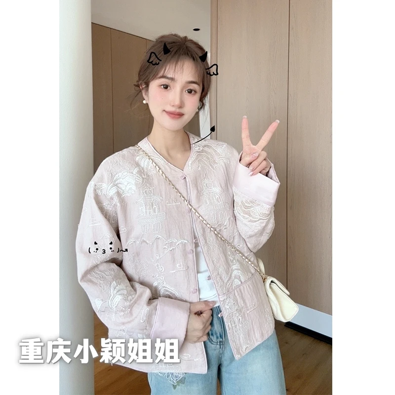 新款中国风元素淡雅脱俗高端轻奢古典刺绣气质外套