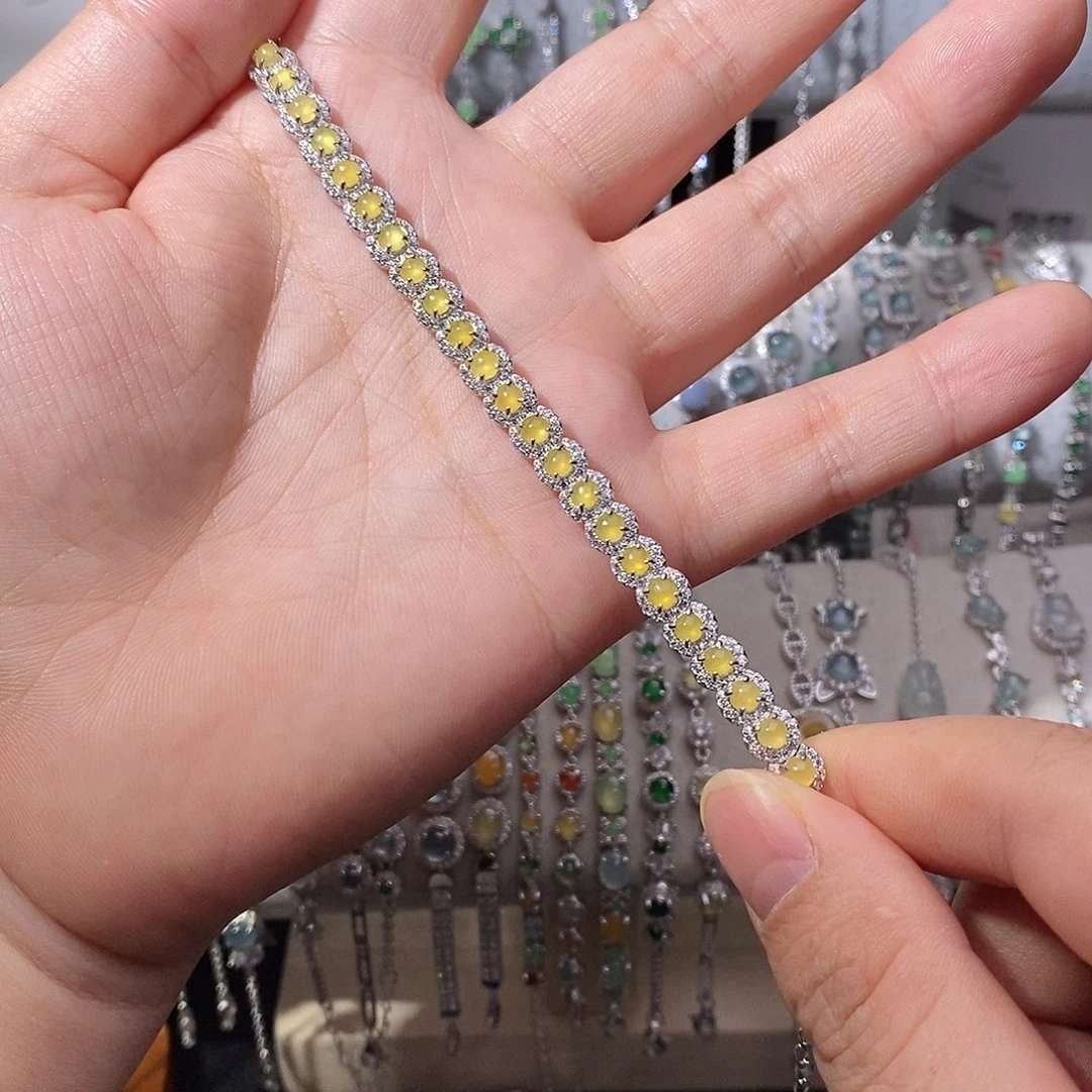 *****翡翠银S925镶嵌手链