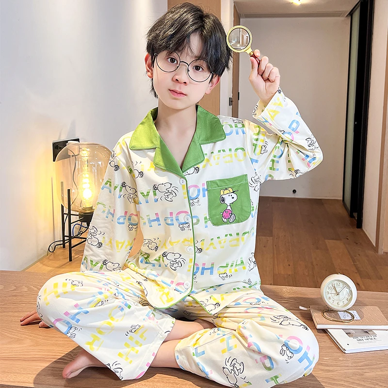 男春秋居家中大童家居服套装夏季薄款春秋季男童男孩睡衣家居服