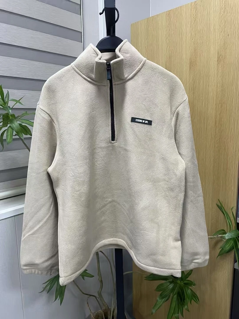 大G家男女情侣款颗粒摇粒绒半拉链卫衣外套，打底